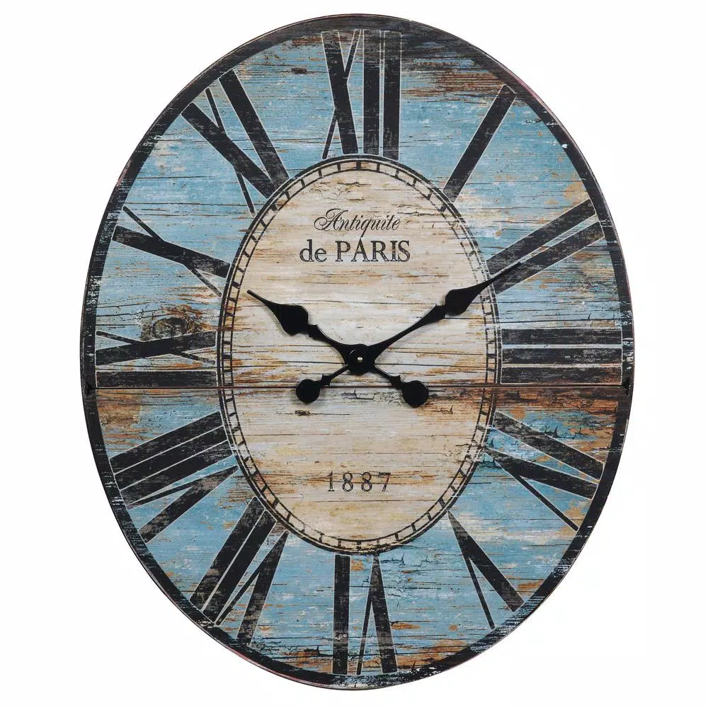 Wall Clocks 3R Studios Turquoise Oval Wood Wall Clock 3 Wall Clocks 3R Studios Turquoise Oval Wood Wall Clock