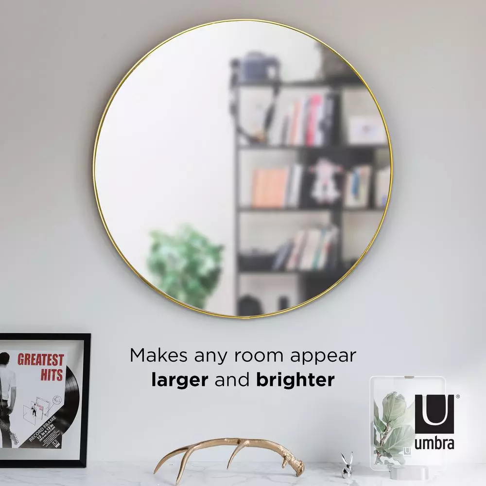 Wall Mirrors Umbra Hub Round Contemporary Mirror Brass (34 In. H X 34 In. W) 4 Wall Mirrors Umbra Hub Round Contemporary Mirror Brass (34 In. H X 34 In. W) - Image 2