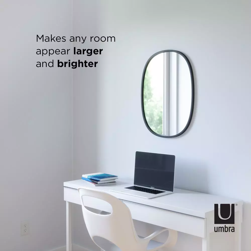 Wall Mirrors Umbra Hub 24 In. H X 18 In. W Modern Oval Modern Framed Mirror Black 6 Wall Mirrors Umbra Hub 24 In. H X 18 In. W Modern Oval Modern Framed Mirror Black - Image 4