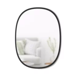 Wall Mirrors Umbra Hub 24 In. H X 18 In. W Modern  Oval Modern Framed Mirror Black