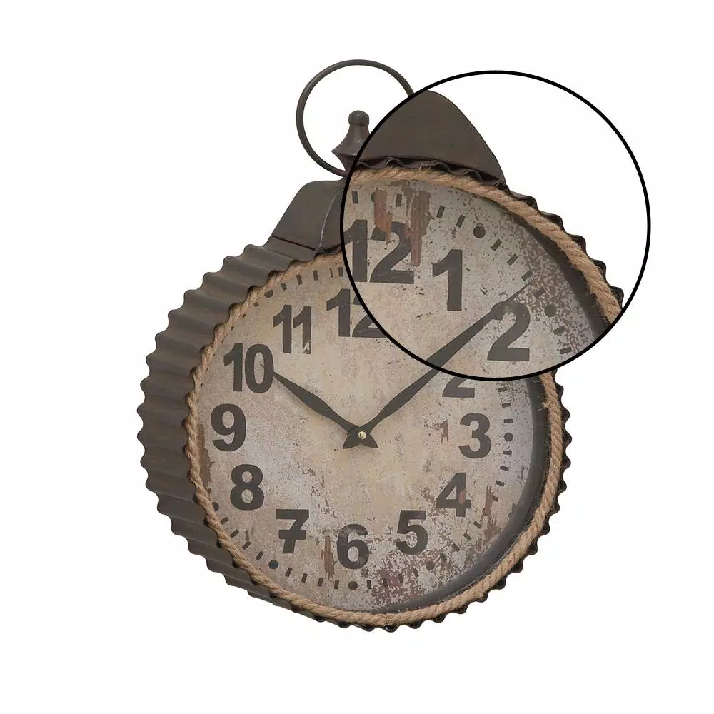 Wall Clocks LITTON LANE Rustic Distressed Round Analog Wall Clock 5 Wall Clocks LITTON LANE Rustic Distressed Round Analog Wall Clock - Image 3