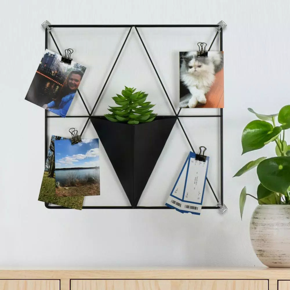 Memo Boards WallPops Matte Black Triangle Metal Grid With Pocket Wall Organizer Memo Board 4 Memo Boards WallPops Matte Black Triangle Metal Grid With Pocket Wall Organizer Memo Board - Image 2