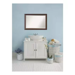 Mirrors Amanti Art Cyprus 41 In. W X 29 In. H Framed Rectangular Beveled Edge Bathroom Vanity Mirror In Walnut