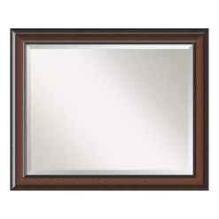 Mirrors Amanti Art Cyprus 33 In. W X 27 In. H Framed Rectangular Beveled Edge Bathroom Vanity Mirror In Walnut -SAFAVIEH Shop walnut amanti art mirrors dsw3942014 1f 1000