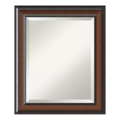 Mirrors Amanti Art Cyprus 21 In. W X 25 In. H Framed Rectangular Beveled Edge Bathroom Vanity Mirror In Walnut -SAFAVIEH Shop walnut amanti art mirrors dsw3942032 1f 1000