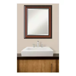 Mirrors Amanti Art Cyprus 21 In. W X 25 In. H Framed Rectangular Beveled Edge Bathroom Vanity Mirror In Walnut -SAFAVIEH Shop walnut amanti art mirrors dsw3942032 44 1000