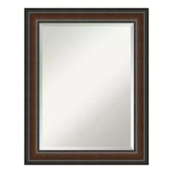 Mirrors Amanti Art Cyprus 23 In. W X 29 In. H Framed Rectangular Beveled Edge Bathroom Vanity Mirror In Walnut