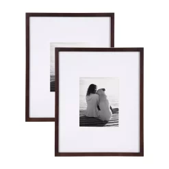 Picture Frames DesignOvation Gallery 16×20 Matted To 8×10 Walnut Brown Picture Frame Set Of 2