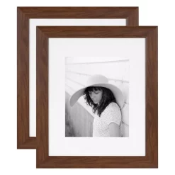 Kate And Laurel Edson 16 In. X 20 In. Matted To 11 In. X 14 In. Walnut Brown Picture Frames (Set Of 2)