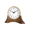 Table Clocks Bulova 8.5 In. H X 10.6 In. W Brown Cherry Table Clock With Hardwood Base And Gold Tone Clock