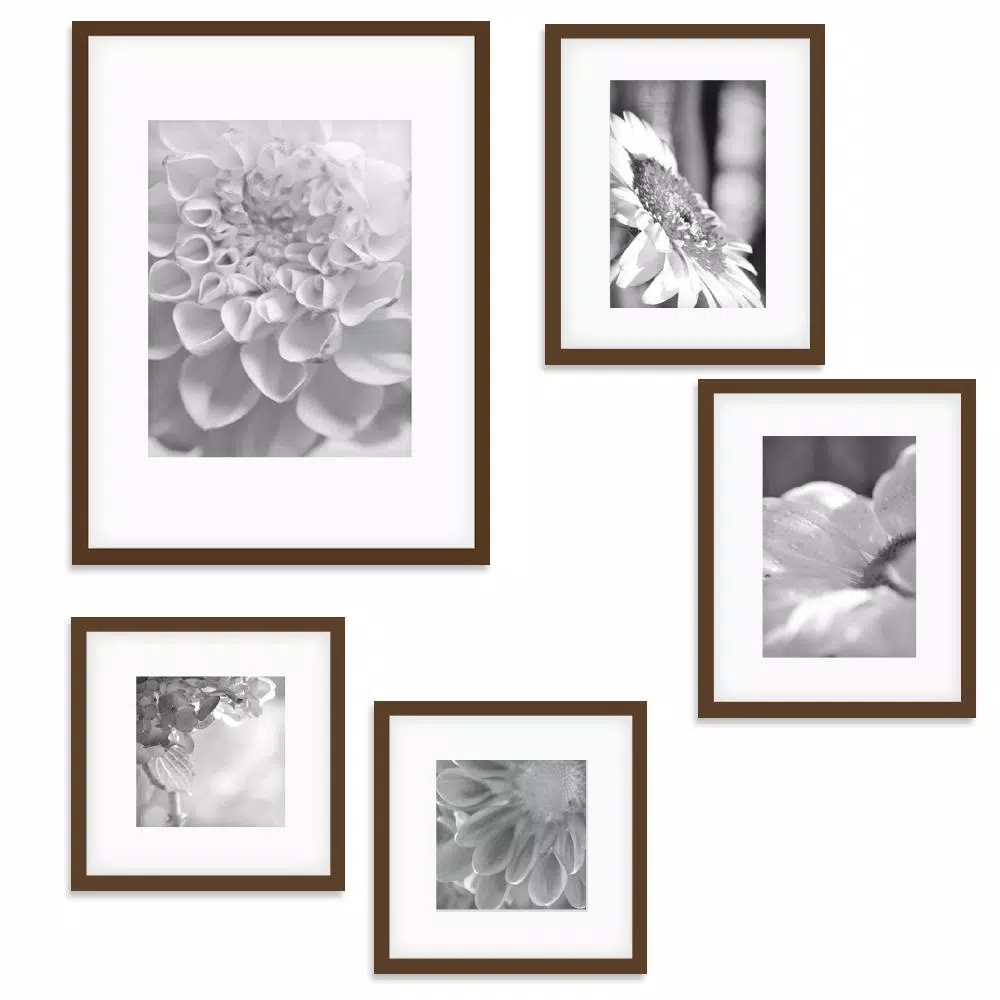 Picture Frames Pinnacle Wall Kit Walnut Picture Frame (5-Pack) 3 Picture Frames Pinnacle Wall Kit Walnut Picture Frame (5-Pack)