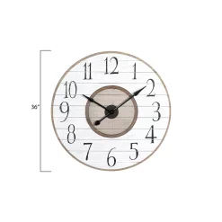 Wall Clocks 3R Studios White Distressed Wood Slat Wall Clock -SAFAVIEH Shop white 3r studios wall clocks ec0126 4f 1000