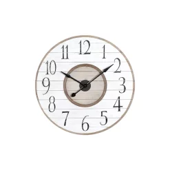Wall Clocks 3R Studios White Distressed Wood Slat Wall Clock