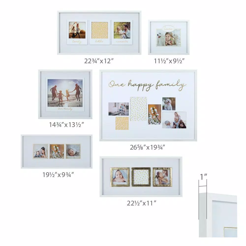 Picture Frames Pinnacle One Happy Family White And Gold Picture Frame (Set Of 6) 4 Picture Frames Pinnacle One Happy Family White And Gold Picture Frame (Set Of 6) - Image 2