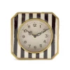 Table Clocks Zentique Black And White Striped With Gold Trimmed Rounded Square Table Clock