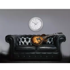 Wall Clocks Bulova 16.5 In. H X 16.5 In. W Round Indoor-Outdoor Wall Clock With Bluetooth Technology -SAFAVIEH Shop white bulova wall clocks c4878 4f 1000