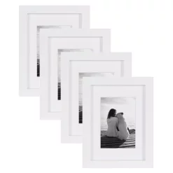 Picture Frames DesignOvation Gallery 5 In. X 7 In. Matted To 3.5 In. X 5 In. White Picture Frame (Set Of 4)