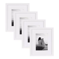 Picture Frames DesignOvation Gallery 8 In. X 10 In. Matted To 5 In. X 7 In. White Picture Frame (Set Of 4)