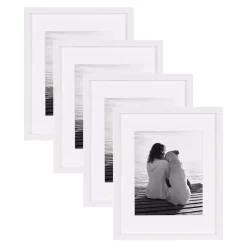 Picture Frames DesignOvation Gallery 11 In. X 14 In. Matted To 8 In. X 10 In. White Picture Frame (Set Of 4)