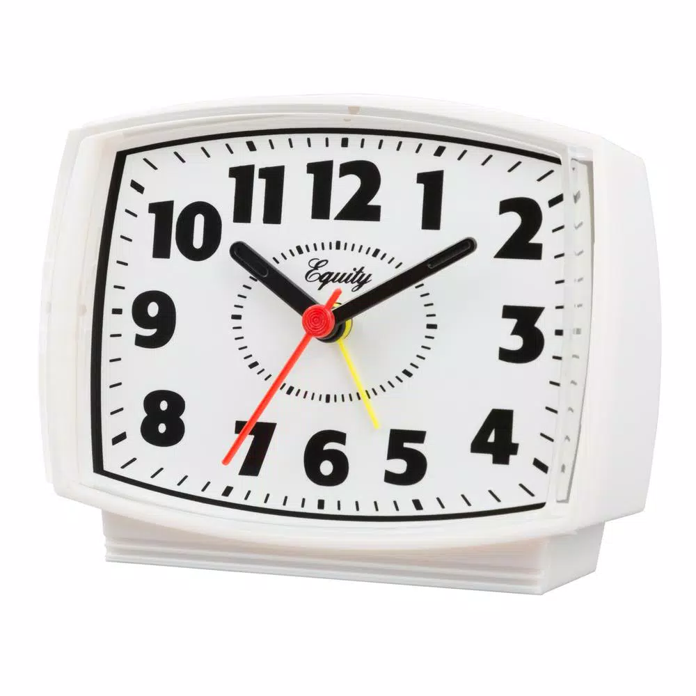 Table Clocks Equity By La Crosse 3 In. Tall Electrical Analog White Alarm Clock With Backlight 6 Table Clocks Equity By La Crosse 3 In. Tall Electrical Analog White Alarm Clock With Backlight - Image 4