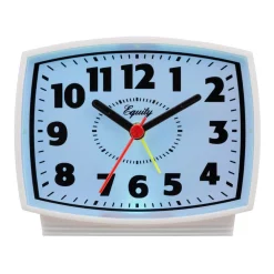 Table Clocks Equity By La Crosse 3 In. Tall Electrical Analog White Alarm Clock With Backlight