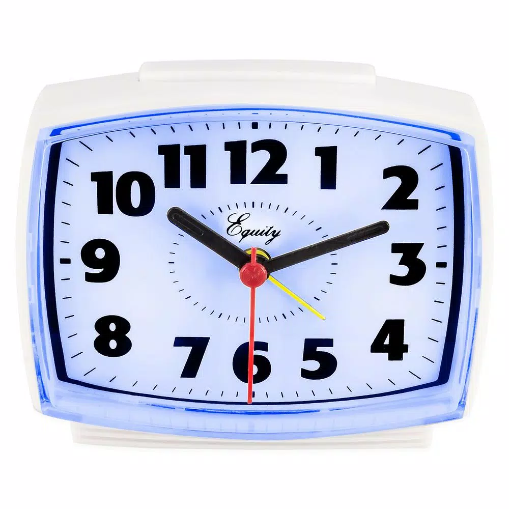 Table Clocks Equity By La Crosse 3 In. Tall Electrical Analog White Alarm Clock With Backlight 5 Table Clocks Equity By La Crosse 3 In. Tall Electrical Analog White Alarm Clock With Backlight - Image 3