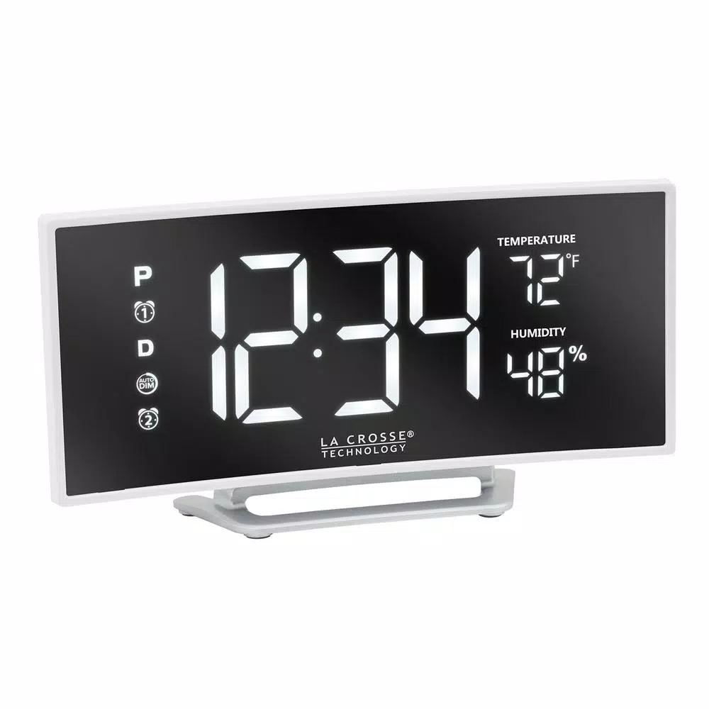 Table Clocks La Crosse Technology Curved Mirror LED Alarm Clock With Temperature & Humidity, USB Port 8 Table Clocks La Crosse Technology Curved Mirror LED Alarm Clock With Temperature & Humidity, USB Port - Image 6