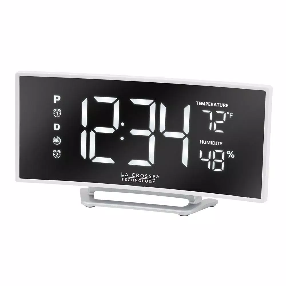 Table Clocks La Crosse Technology Curved Mirror LED Alarm Clock With Temperature & Humidity, USB Port 6 Table Clocks La Crosse Technology Curved Mirror LED Alarm Clock With Temperature & Humidity, USB Port - Image 4