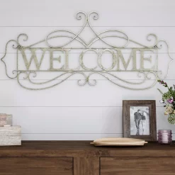 Wall Signs Lavish Home “Welcome” Decorative Rustic Metal Cutout Wall Sign 15 Wall Signs Lavish Home “Welcome” Decorative Rustic Metal Cutout Wall Sign -SAFAVIEH Shop white lavish home wall signs hw0200060 31 1000
