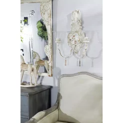 Wall Accents LITTON LANE Distressed White 2-Light Candle Sconce 11 Wall Accents LITTON LANE Distressed White 2-Light Candle Sconce -SAFAVIEH Shop white litton lane candle holders 35460 4f 1000