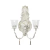 Wall Accents LITTON LANE Distressed White 2-Light Candle Sconce