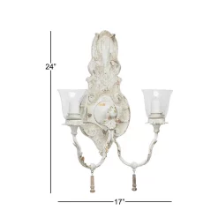 Wall Accents LITTON LANE Distressed White 2-Light Candle Sconce 15 Wall Accents LITTON LANE Distressed White 2-Light Candle Sconce -SAFAVIEH Shop white litton lane candle holders 35460 76 1000