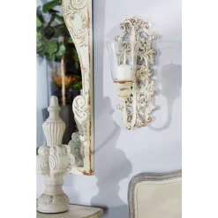 Wall Accents LITTON LANE Distressed White Acanthus Candle Sconce -SAFAVIEH Shop white litton lane candle holders 35463 31 1000