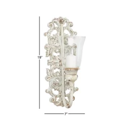 Wall Accents LITTON LANE Distressed White Acanthus Candle Sconce -SAFAVIEH Shop white litton lane candle holders 35463 76 1000