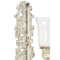 Wall Accents LITTON LANE Distressed White Acanthus Candle Sconce -SAFAVIEH Shop white litton lane candle holders 35463 fa 1000