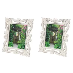 Picture Frames LITTON LANE 8 In. X 10 In. Rectangular Hand-Carved Antique Picture Frame With Whitewash Wood Finish -SAFAVIEH Shop white litton lane picture frames 54631 1f 1000