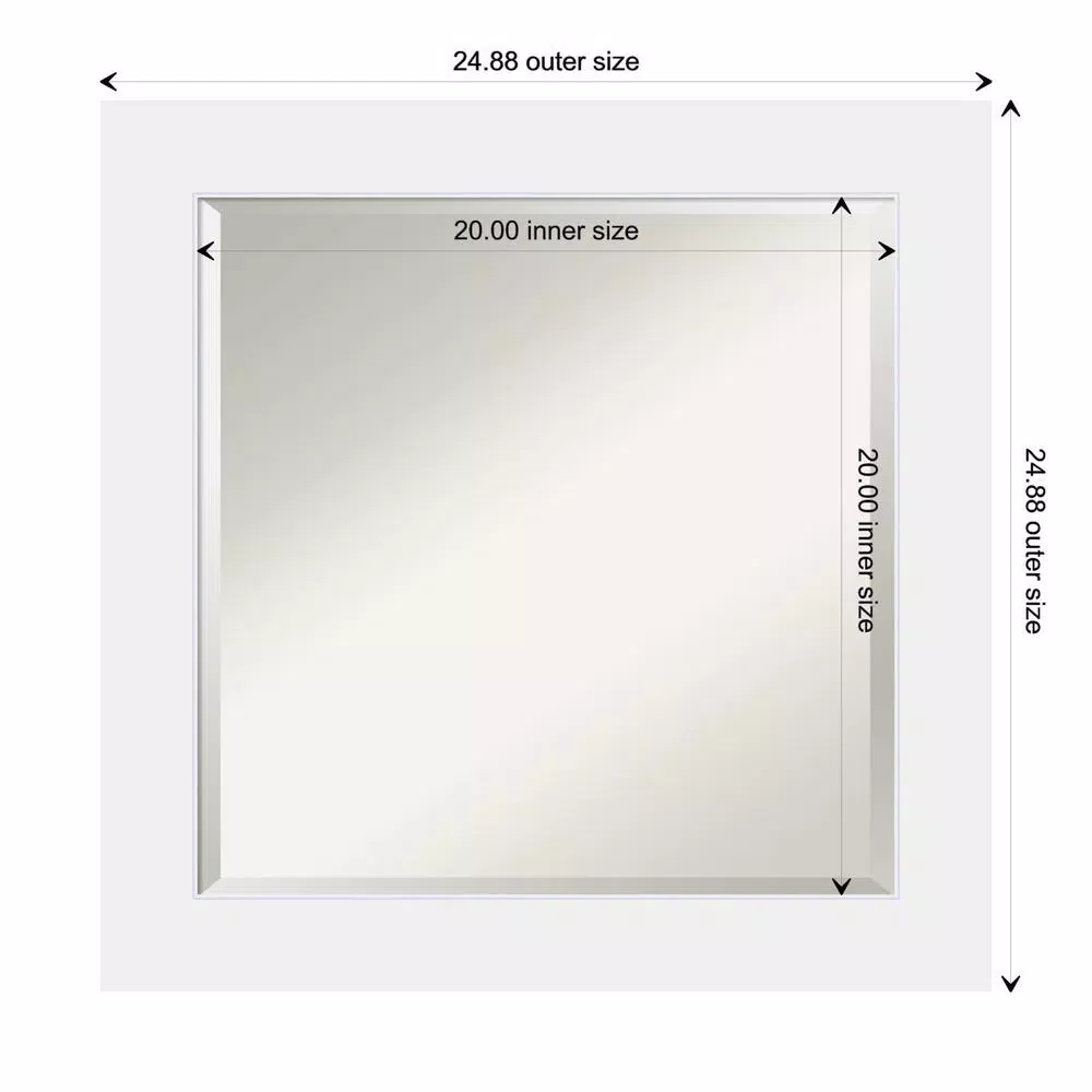 Mirrors Amanti Art Corvino 25 In. W X 25 In. H Framed Square Beveled Edge Bathroom Vanity Mirror In White Matte 7 Mirrors Amanti Art Corvino 25 In. W X 25 In. H Framed Square Beveled Edge Bathroom Vanity Mirror In White Matte - Image 5
