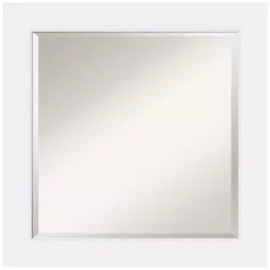Mirrors Amanti Art Corvino 25 In. W X 25 In. H Framed Square Beveled Edge Bathroom Vanity Mirror In White Matte
