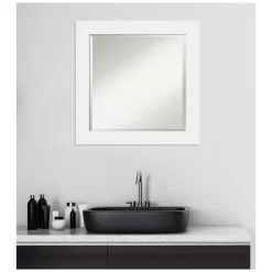 Mirrors Amanti Art Corvino 25 In. W X 25 In. H Framed Square Beveled Edge Bathroom Vanity Mirror In White Matte 16 Mirrors Amanti Art Corvino 25 In. W X 25 In. H Framed Square Beveled Edge Bathroom Vanity Mirror In White Matte -SAFAVIEH Shop white matte amanti art mirrors dsw4407195 fa 1000