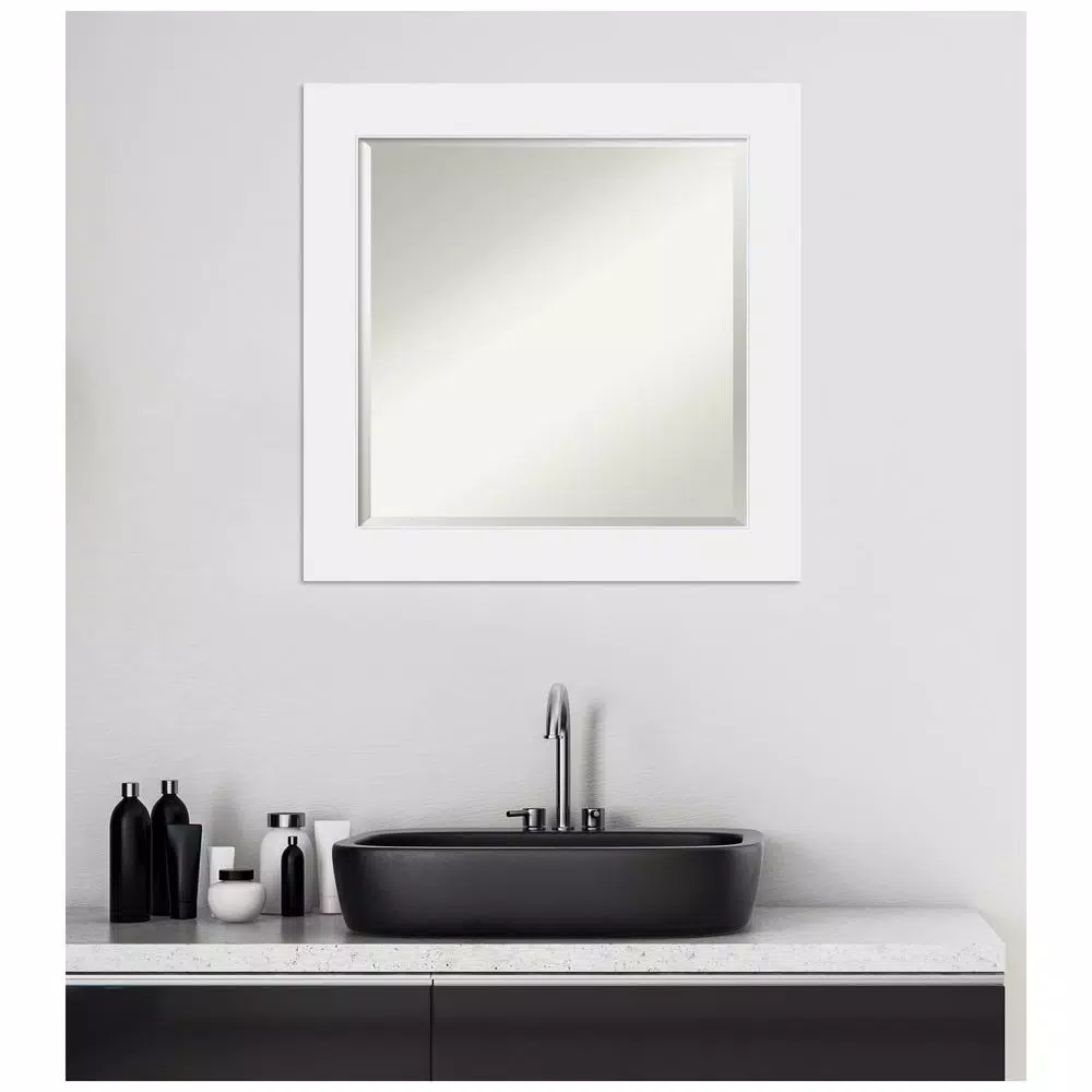 Mirrors Amanti Art Corvino 25 In. W X 25 In. H Framed Square Beveled Edge Bathroom Vanity Mirror In White Matte 9 Mirrors Amanti Art Corvino 25 In. W X 25 In. H Framed Square Beveled Edge Bathroom Vanity Mirror In White Matte - Image 7