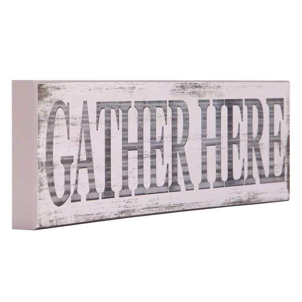 Wall Signs Pinnacle 6 In. X 36 In. Gather Here Rustic Wood Wall Art 5 Wall Signs Pinnacle 6 In. X 36 In. Gather Here Rustic Wood Wall Art - Image 3