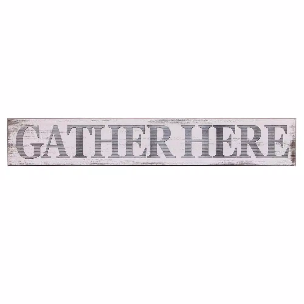 Wall Signs Pinnacle 6 In. X 36 In. Gather Here Rustic Wood Wall Art 4 Wall Signs Pinnacle 6 In. X 36 In. Gather Here Rustic Wood Wall Art - Image 2