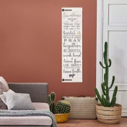 Wall Signs Pinnacle 13 In. X 47 In. Barn Door Wall Farmhouse Rules Rustic White Wood Plank Decorative Sign