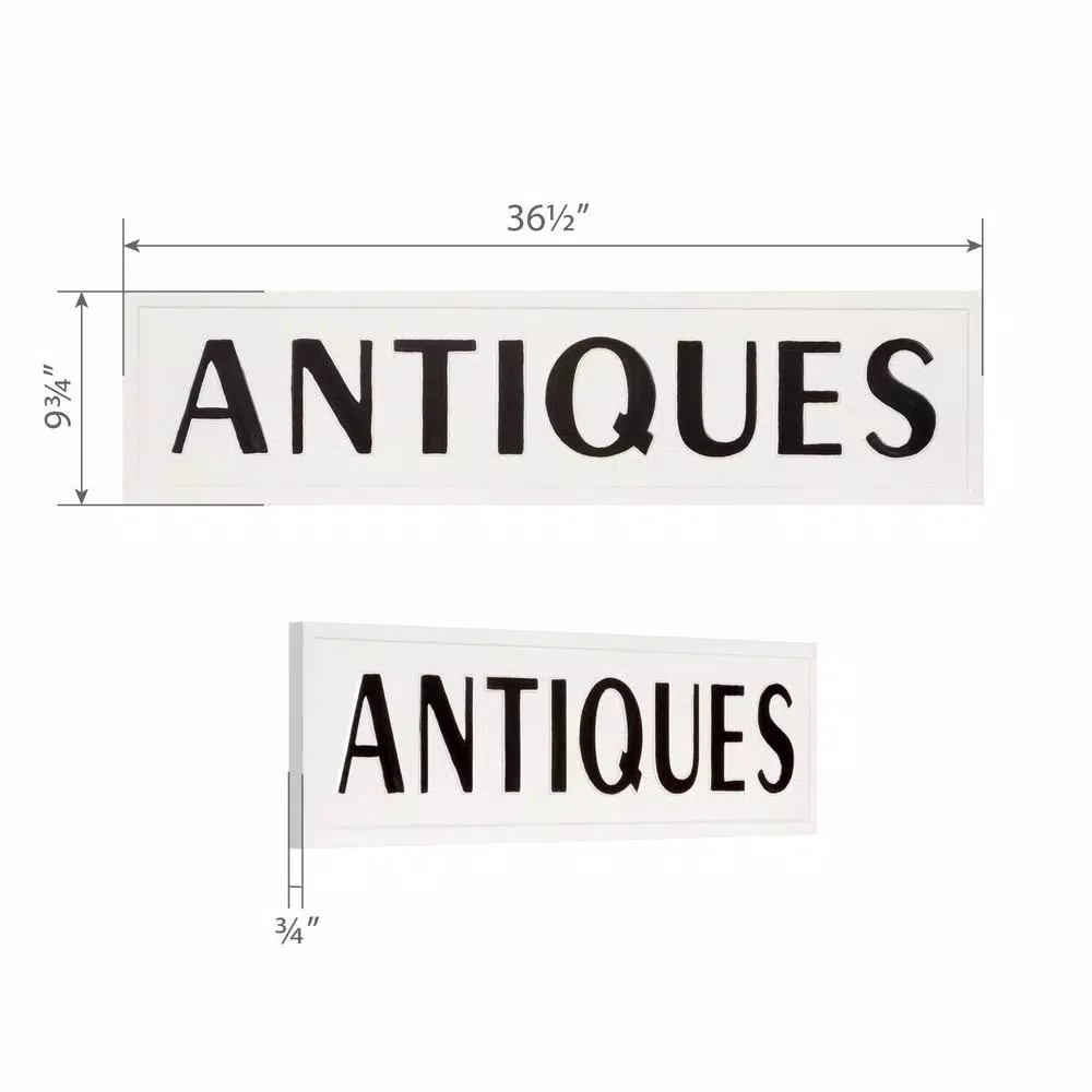 Wall Signs Pinnacle 10 In. X 36 In. Rustic Antiques White Metal Wall Sign 6 Wall Signs Pinnacle 10 In. X 36 In. Rustic Antiques White Metal Wall Sign - Image 4