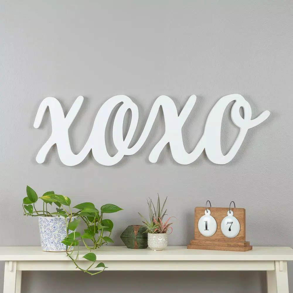 Wall Signs Pinnacle Script XOXO White Wood Decorative Sign 3 Wall Signs Pinnacle Script XOXO White Wood Decorative Sign