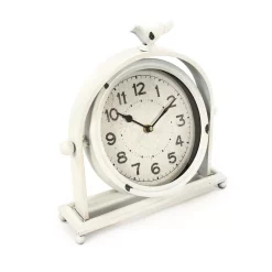 Table Clocks Zentique Vintage White Metal Hinged Bird Table Clock -SAFAVIEH Shop white zentique table clocks zen 54093a 4f 1000