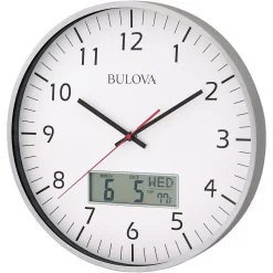 Wall Clocks Bulova 14 In. H X 14 In. W Round Wall Clock