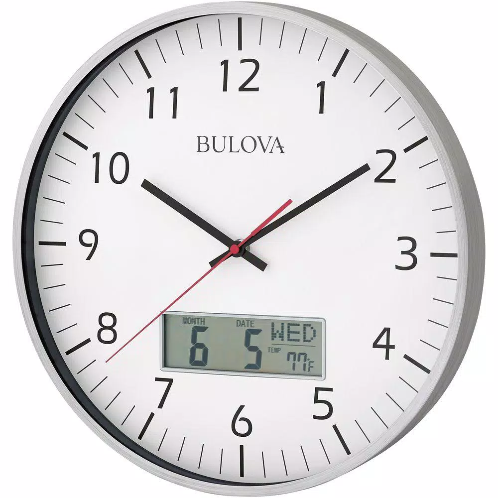 Wall Clocks Bulova 14 In. H X 14 In. W Round Wall Clock 3 Wall Clocks Bulova 14 In. H X 14 In. W Round Wall Clock