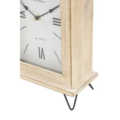 Table Clocks LITTON LANE Farmhouse Rectangular Whitewashed Beige Wooden Table Clock -SAFAVIEH Shop whitewashed beige litton lane table clocks 43609 1f 1000