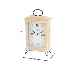 Table Clocks LITTON LANE Farmhouse Rectangular Whitewashed Beige Wooden Table Clock -SAFAVIEH Shop whitewashed beige litton lane table clocks 43609 44 1000